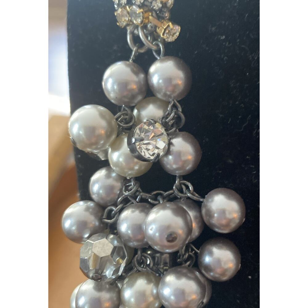 Chunky heavy Silver tone beaded multi strand necklace With Stainless Steel Chain - Picture 3 of 7